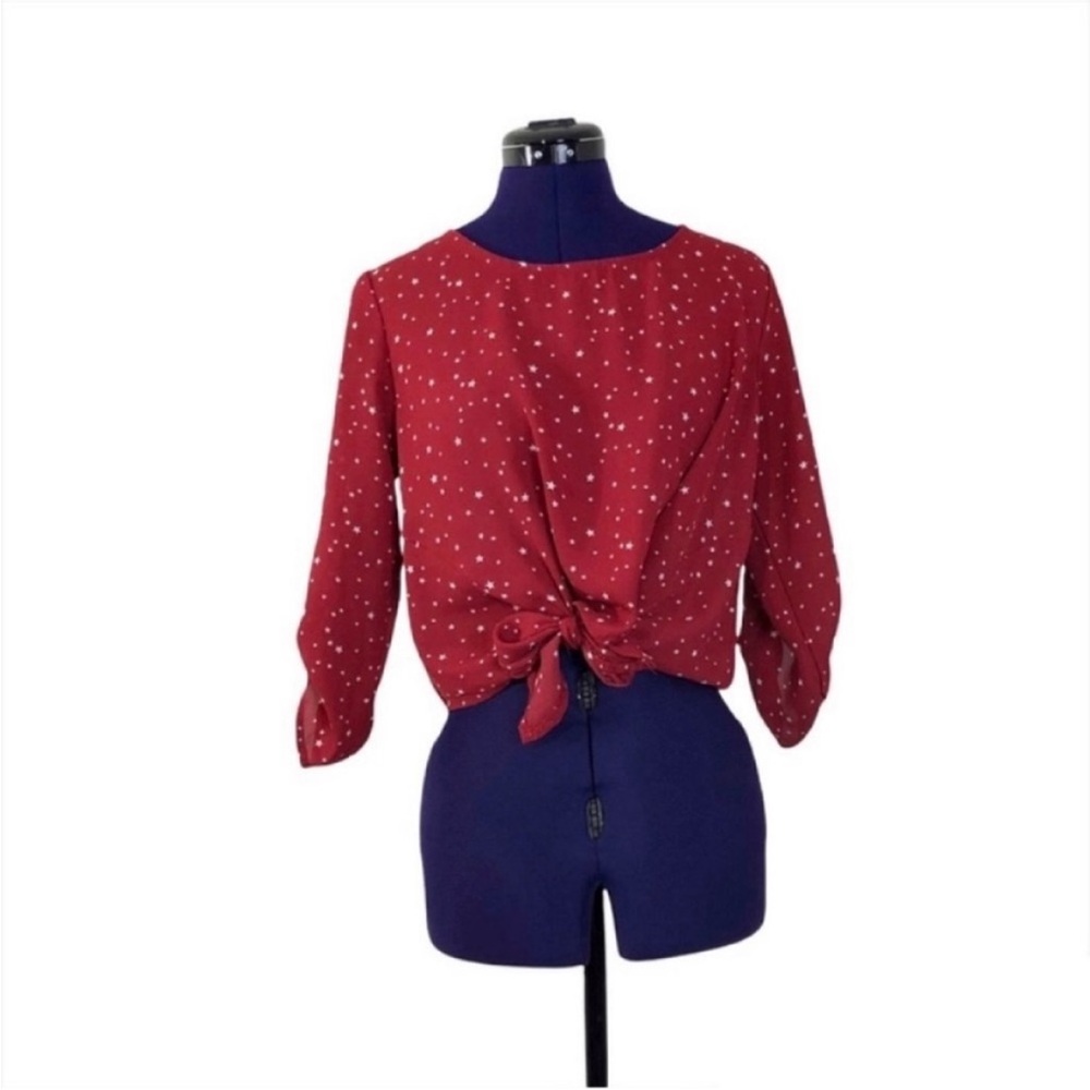 Active USA Red White Star Long Sleeve Top